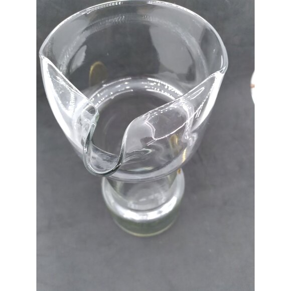 Mid-Century Modern Glass Cocktail Pitcher With Raised Antique Gold Finish Medall - Picture 4 of 12